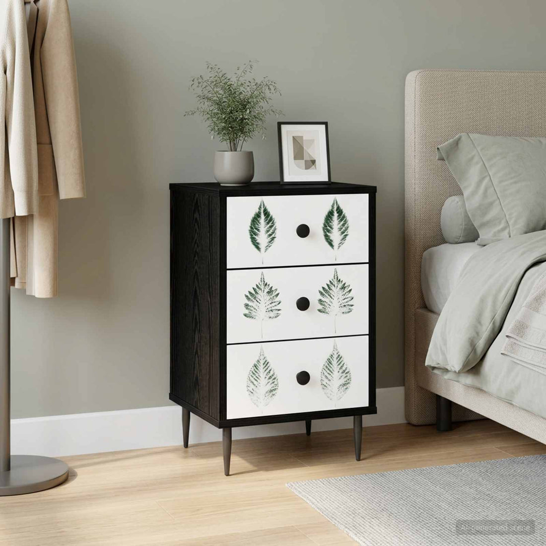 vidaXL Mesa de noche HANAU Roble Negro 36 x 33 x 61 cm