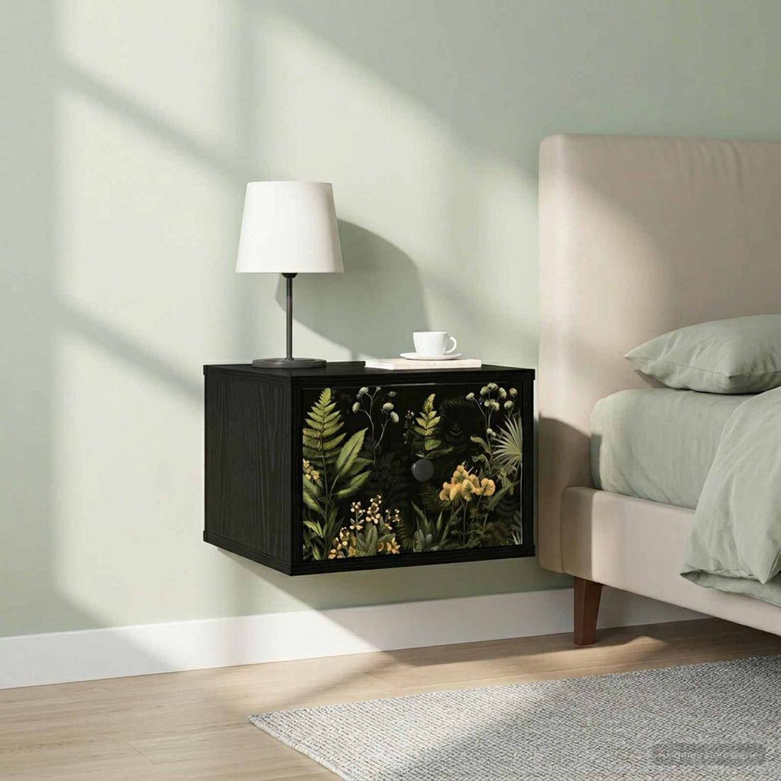 vidaXL Mesita de noche de pared RHENEN 2 uds. Roble Negro