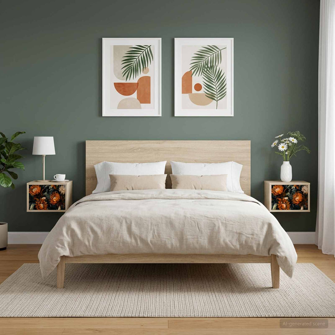 vidaXL Mesita de noche de pared LOCHEM 2 uds. Roble Sonoma