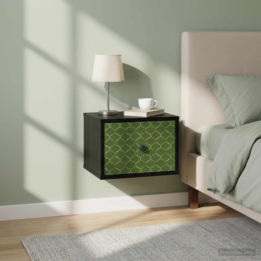 vidaXL Mesita de noche de pared GELEEN Roble Negro 36 x 33 x 25 cm