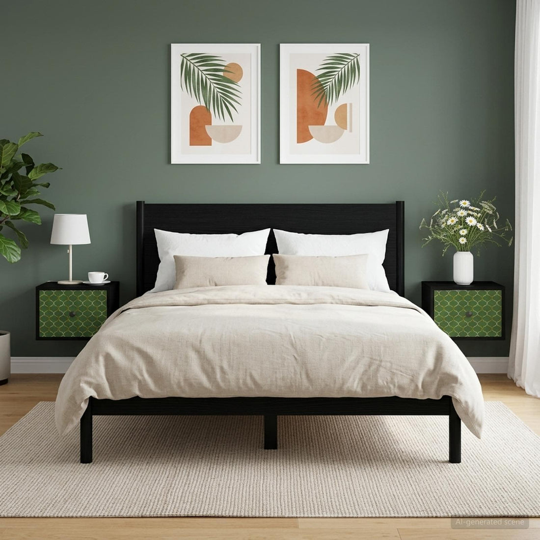 vidaXL Mesita de noche de pared GELEEN 2 uds. Roble Negro