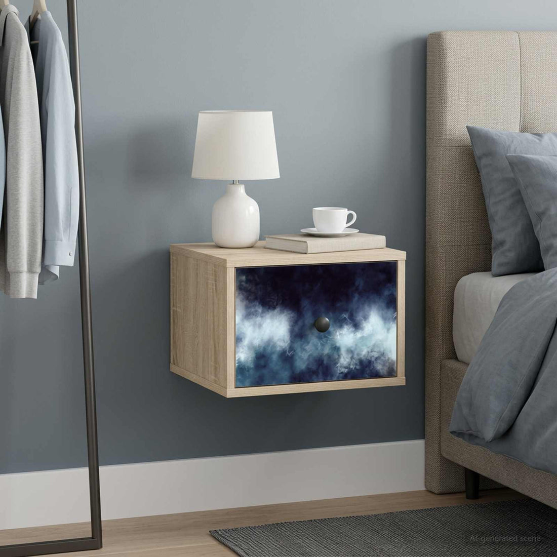 vidaXL Mesita de noche de pared RAALTE Roble Sonoma 36 x 33 x 25 cm