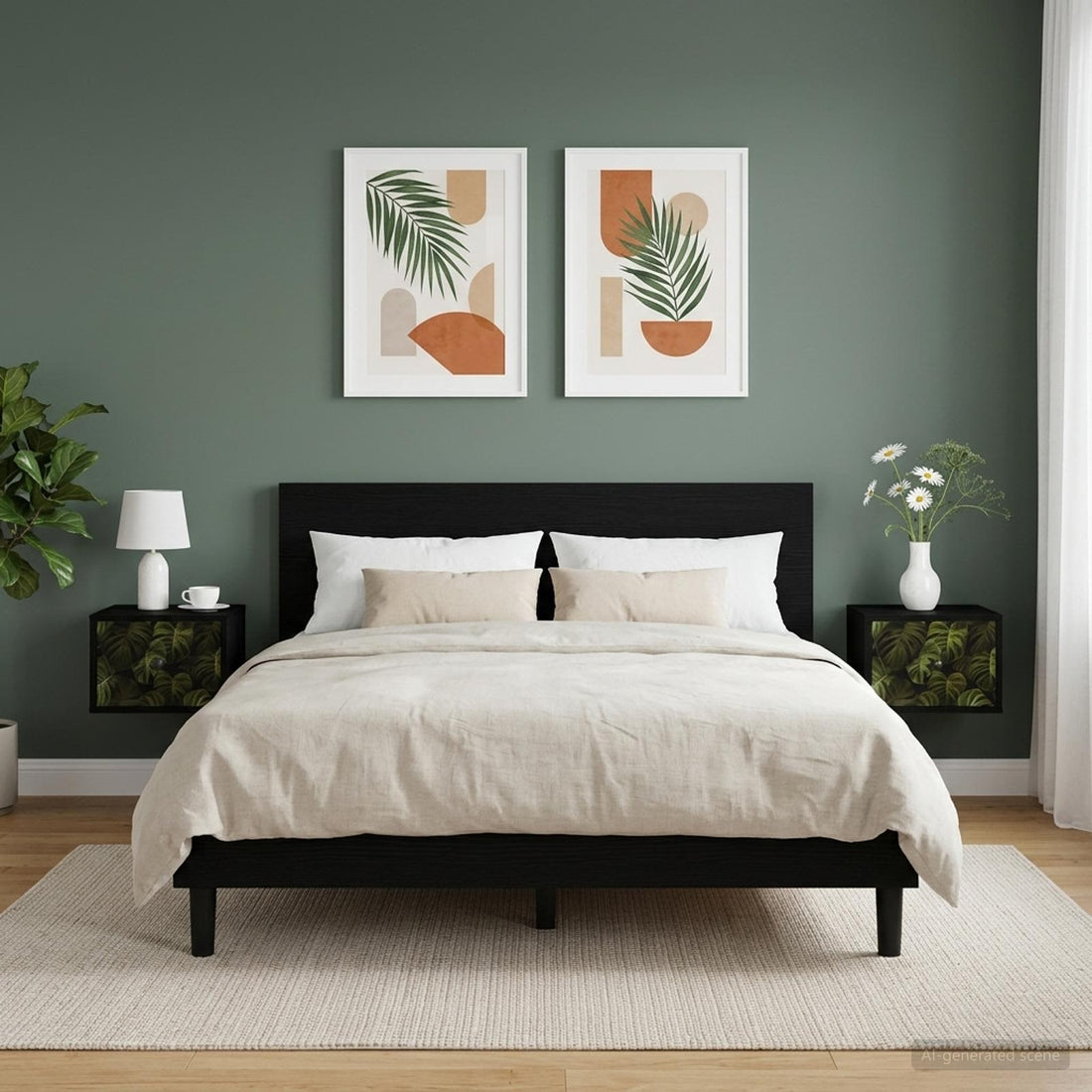 vidaXL Mesita de noche de pared ELBURG 2 uds. Roble Negro