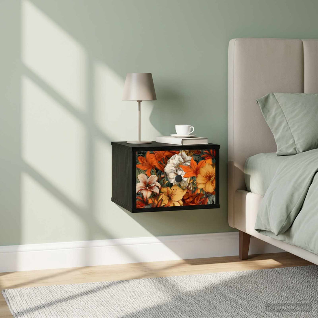 vidaXL Mesita de noche de pared GENNEP 2 uds. Roble Negro