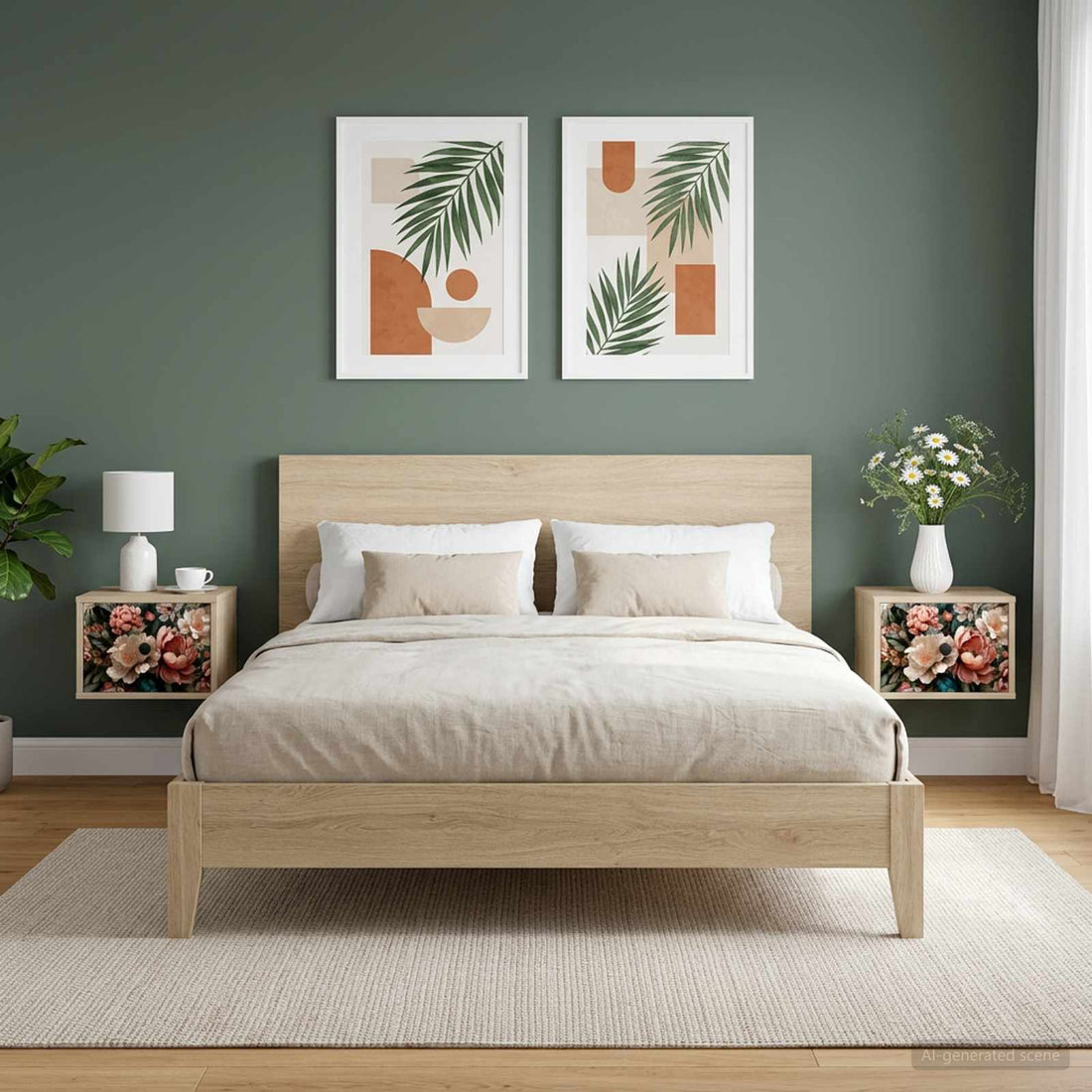 vidaXL Mesita de noche de pared BORNE 2 uds. Roble Sonoma
