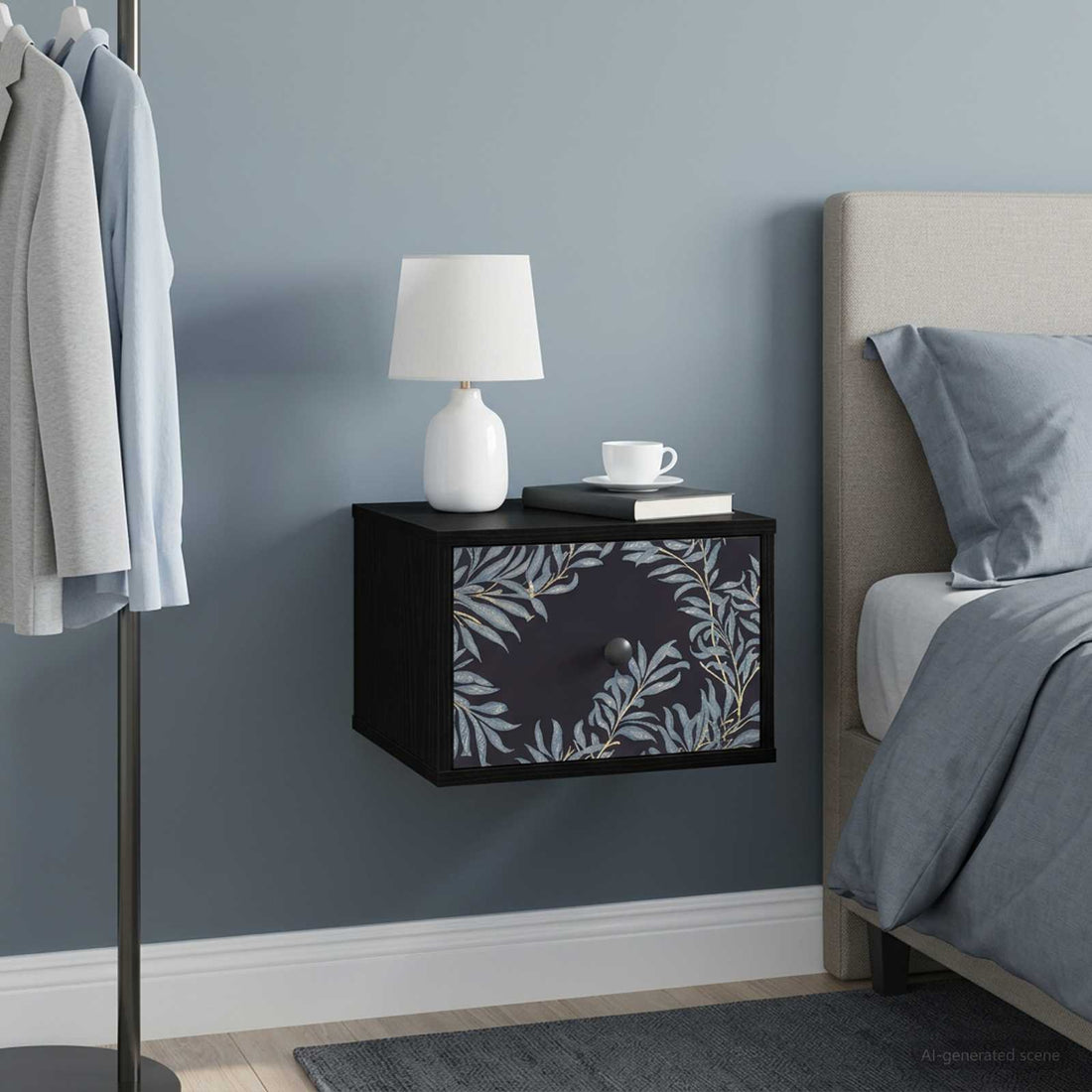 vidaXL Mesita de noche de pared DOKKUM 2 uds. Roble Negro