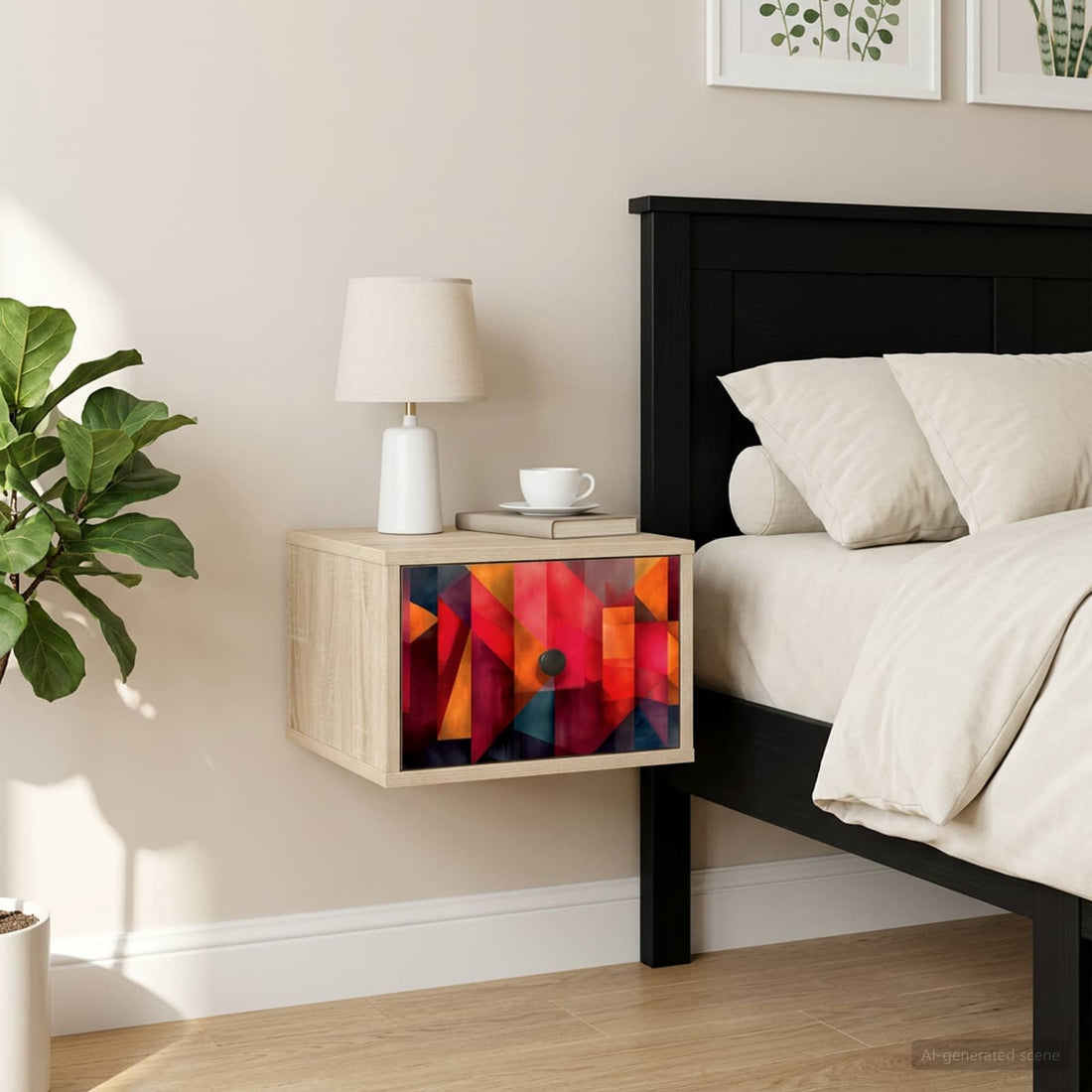 vidaXL Mesita de noche de pared HEESCH Roble Sonoma 36 x 33 x 25 cm