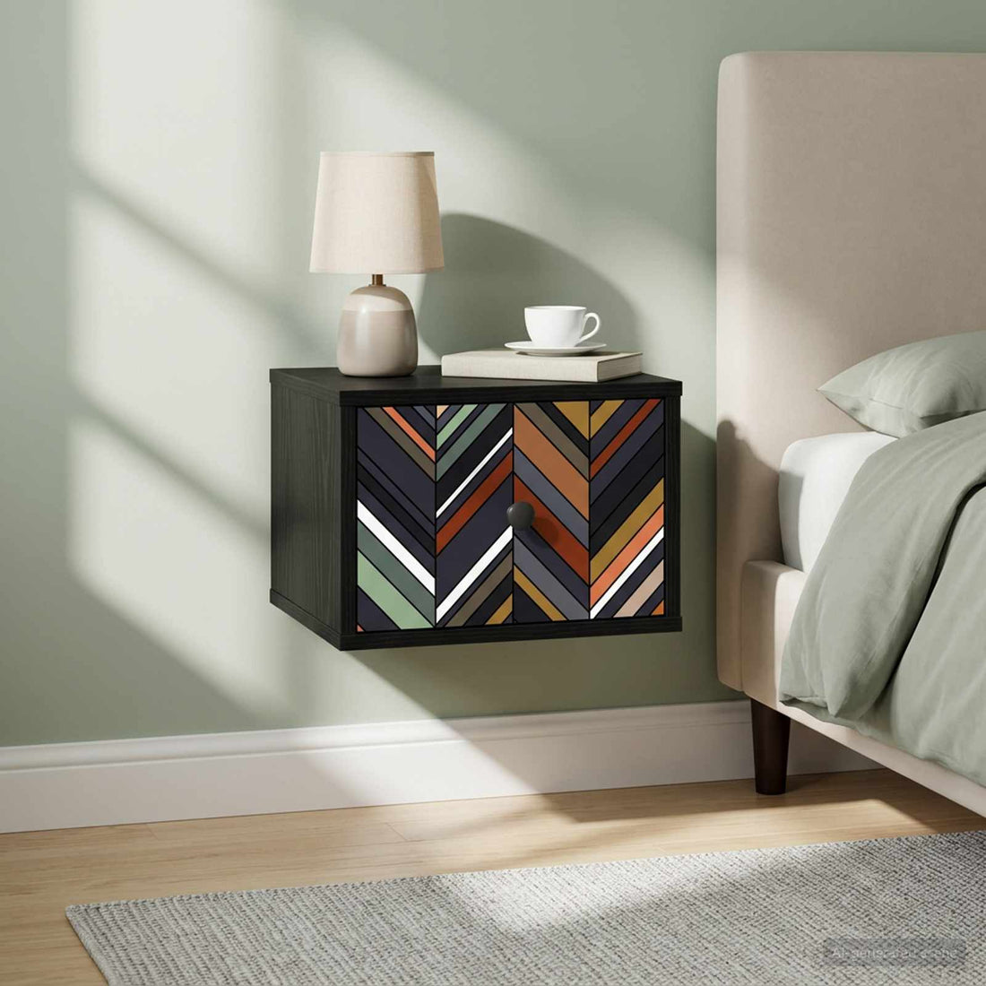 vidaXL Mesita de noche de pared OMMEN Roble Negro 36 x 33 x 25 cm