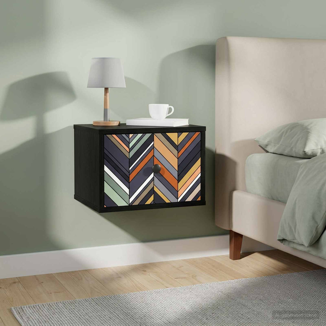 vidaXL Mesita de noche de pared OMMEN 2 uds. Roble Negro