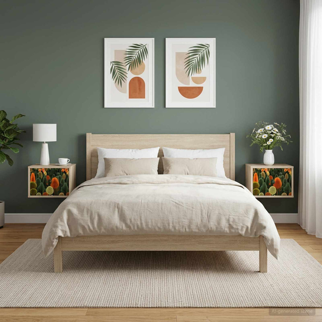 vidaXL Mesita de noche de pared ZAANDAM 2 uds. Roble Sonoma
