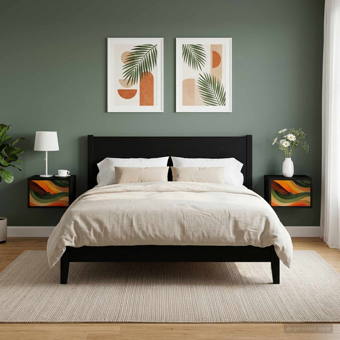 vidaXL Mesita de noche de pared BONN 2 uds. Roble Negro
