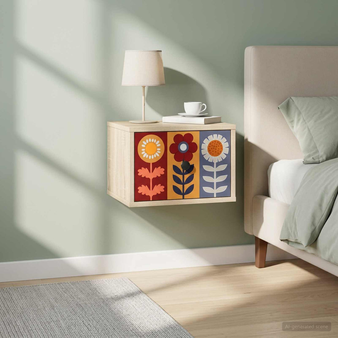 vidaXL Mesita de noche de pared ESSEN Roble Sonoma 36 x 33 x 25 cm