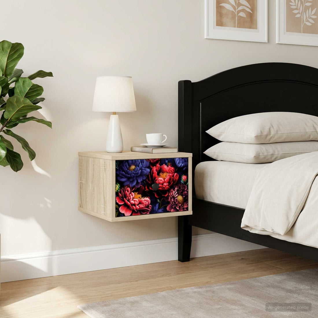 vidaXL Mesita de noche de pared KIEL Roble Sonoma 36 x 33 x 25 cm