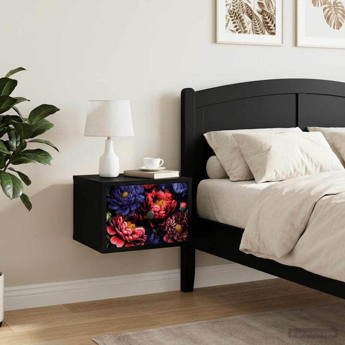 vidaXL Mesita de noche de pared KIEL 2 uds. Roble Negro