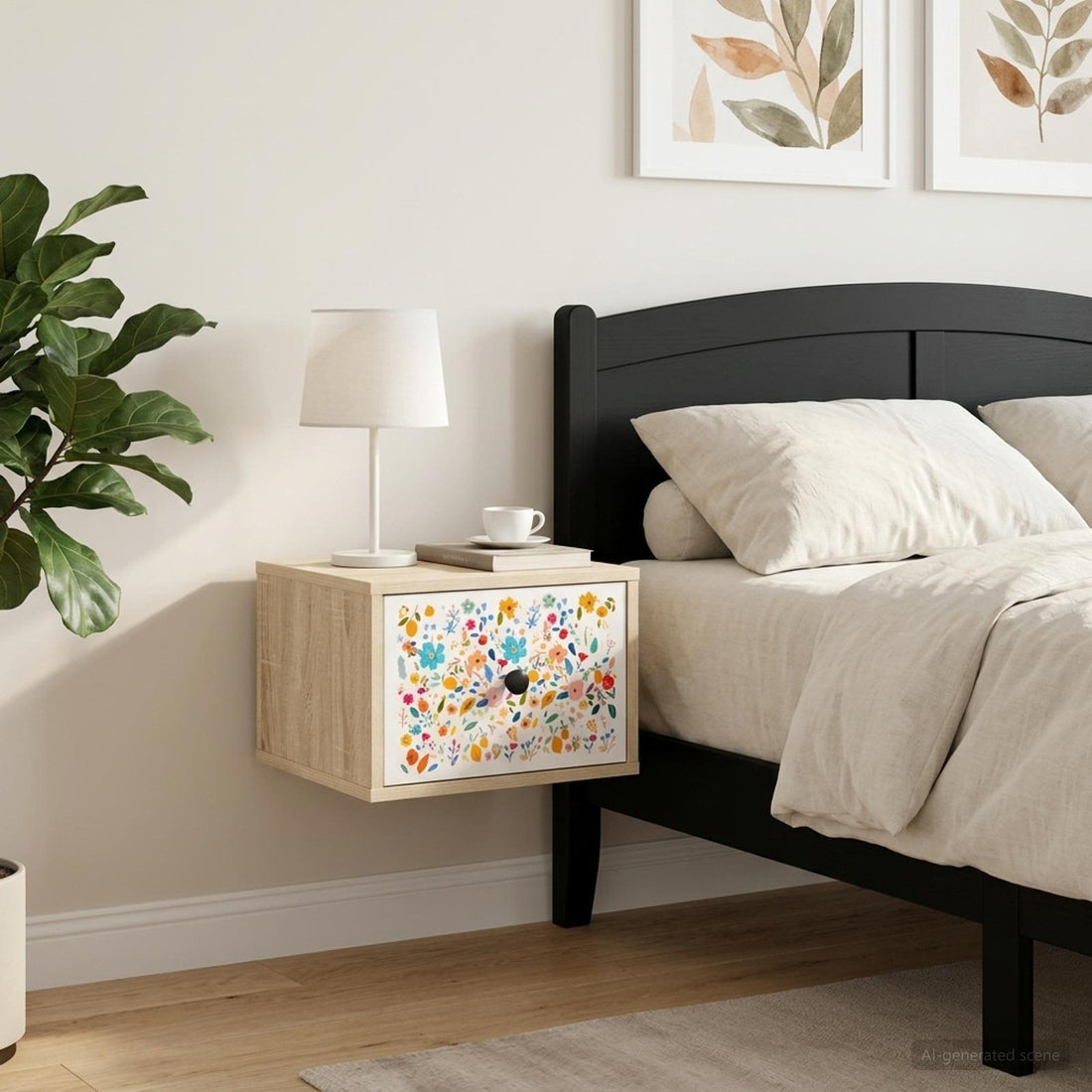 vidaXL Mesita de noche de pared MAINZ Roble Sonoma 36 x 33 x 25 cm