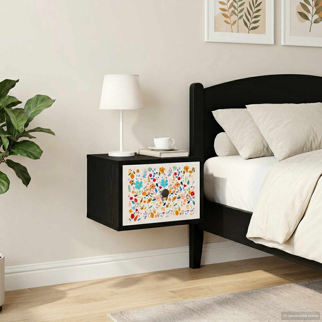 vidaXL Mesita de noche de pared MAINZ 2 uds. Roble Negro
