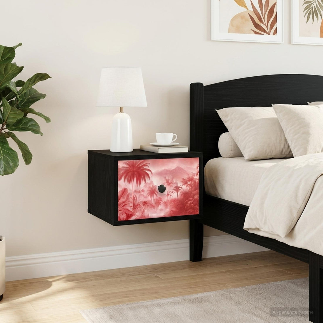 vidaXL Mesita de noche de pared AACHEN 2 uds. Roble Negro