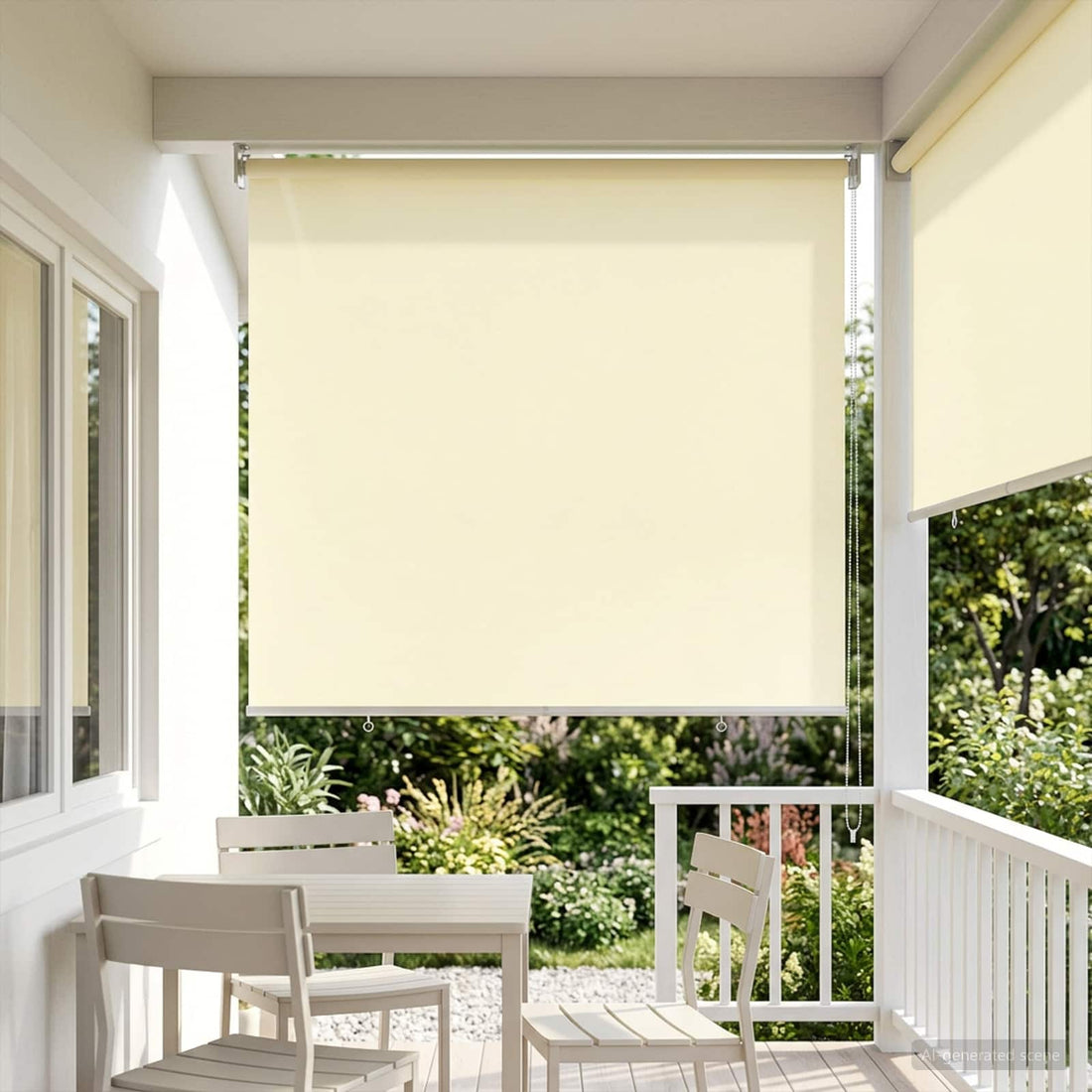 vidaXL Persiana enrollable exterior con protección UV Crema Poliéster