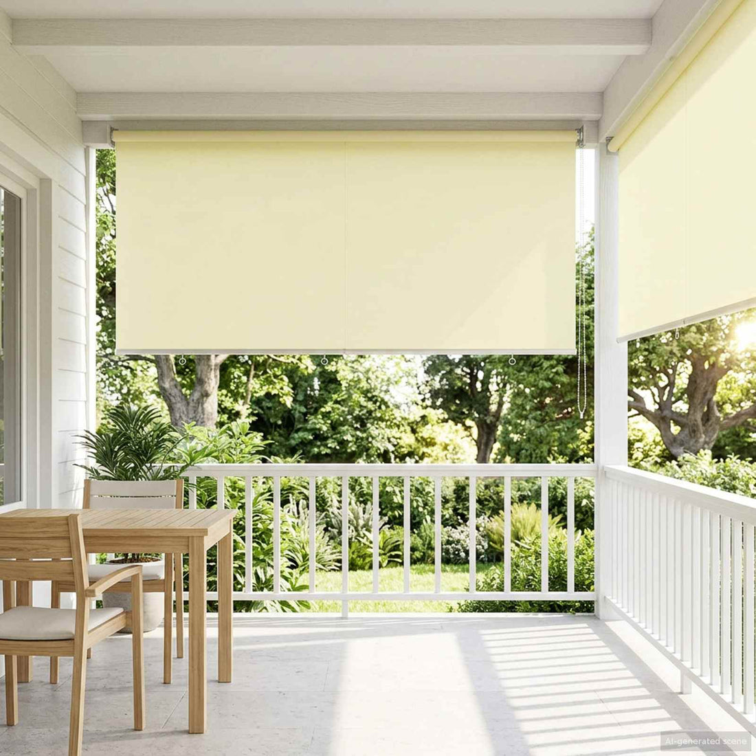 vidaXL Persiana enrollable exterior con protección UV Crema Poliéster
