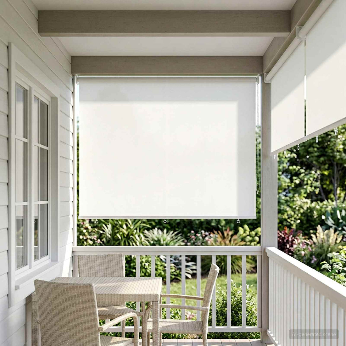 vidaXL Persiana enrollable exterior con protección UV Blanco Poliéster