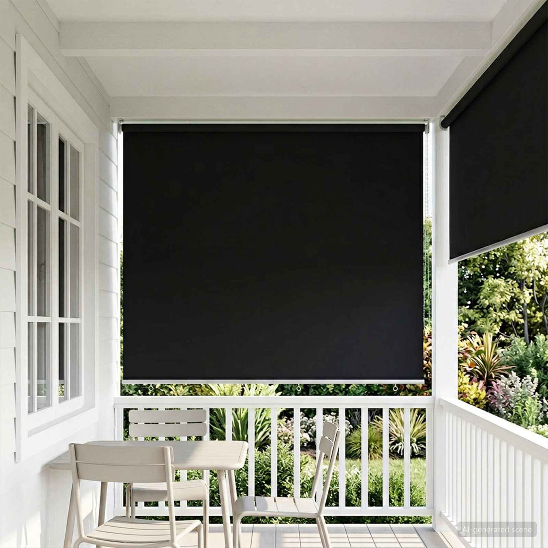 vidaXL Persiana enrollable exterior con protección UV Negro Poliéster