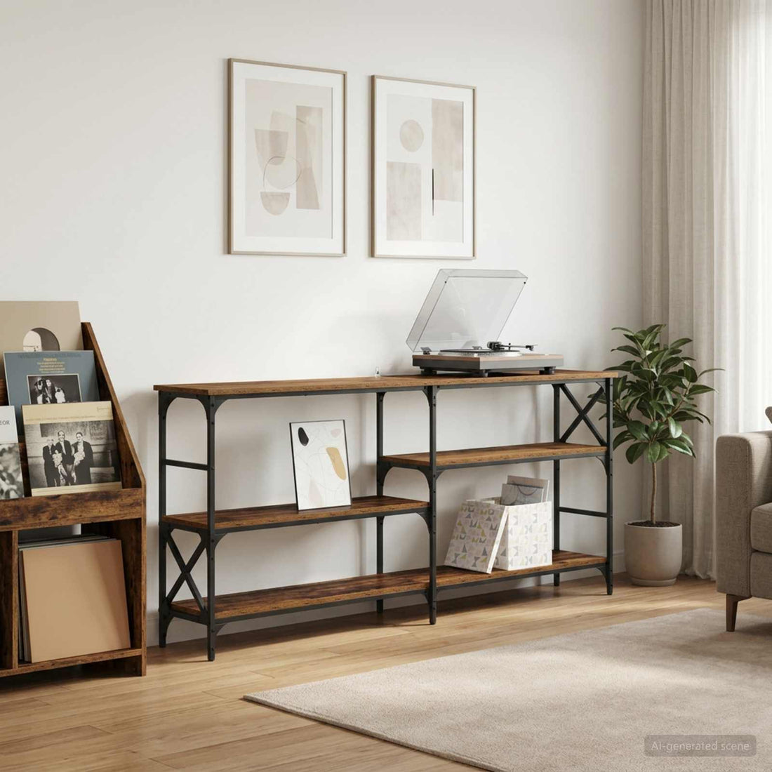 vidaXL Mesa Consola Madera envejecida 180 x 29 x 76,5 cm metal PB