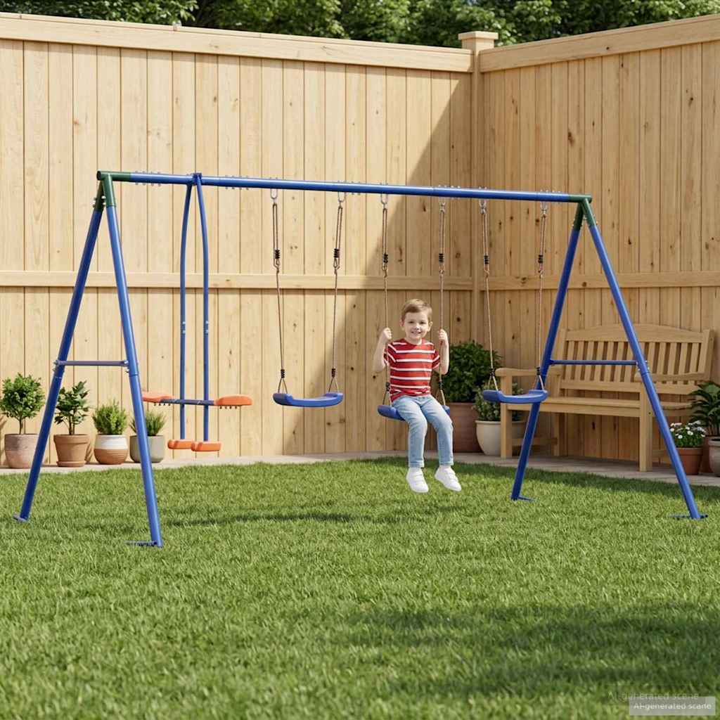 vidaXL Juego de Columpios Exterior Multicolor acero y PE