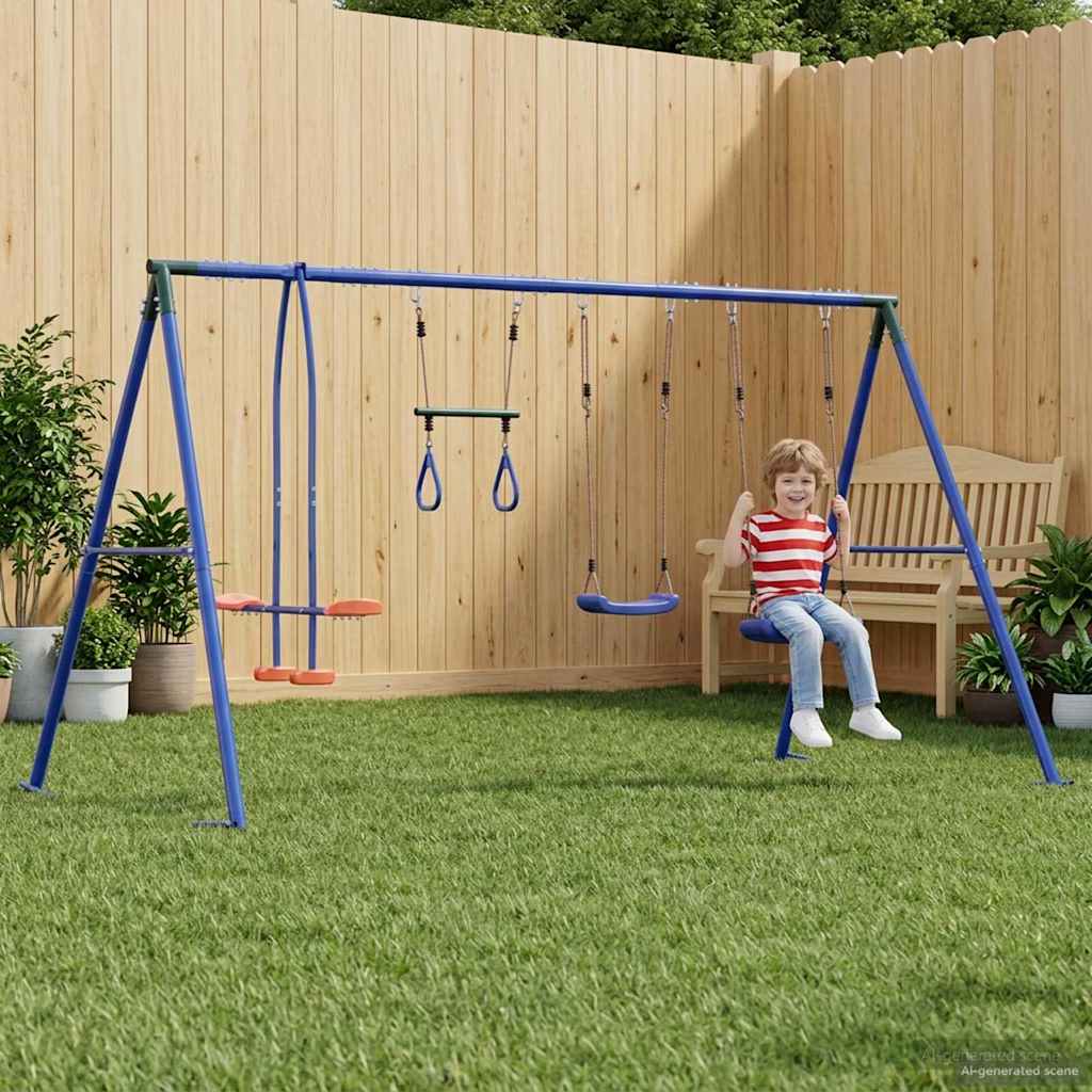vidaXL Juego de Columpios Exterior Multicolor acero y PE