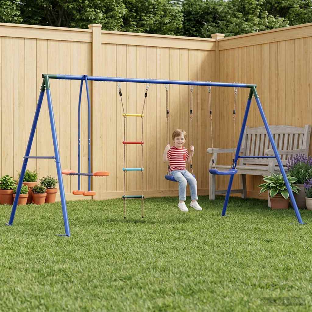 vidaXL Juego de Columpios Exterior Multicolor acero y PE
