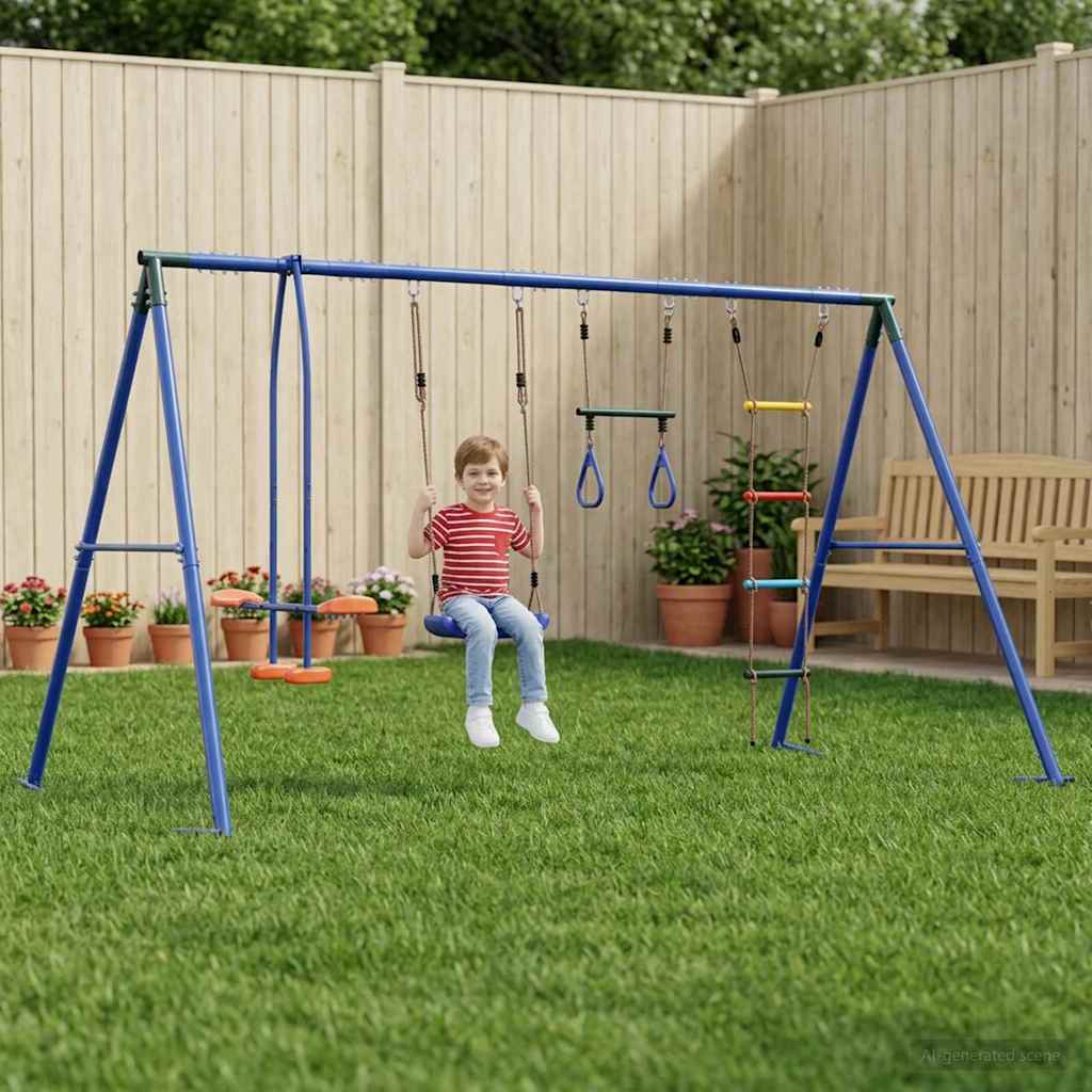 vidaXL Juego de Columpios Exterior Multicolor acero y PE