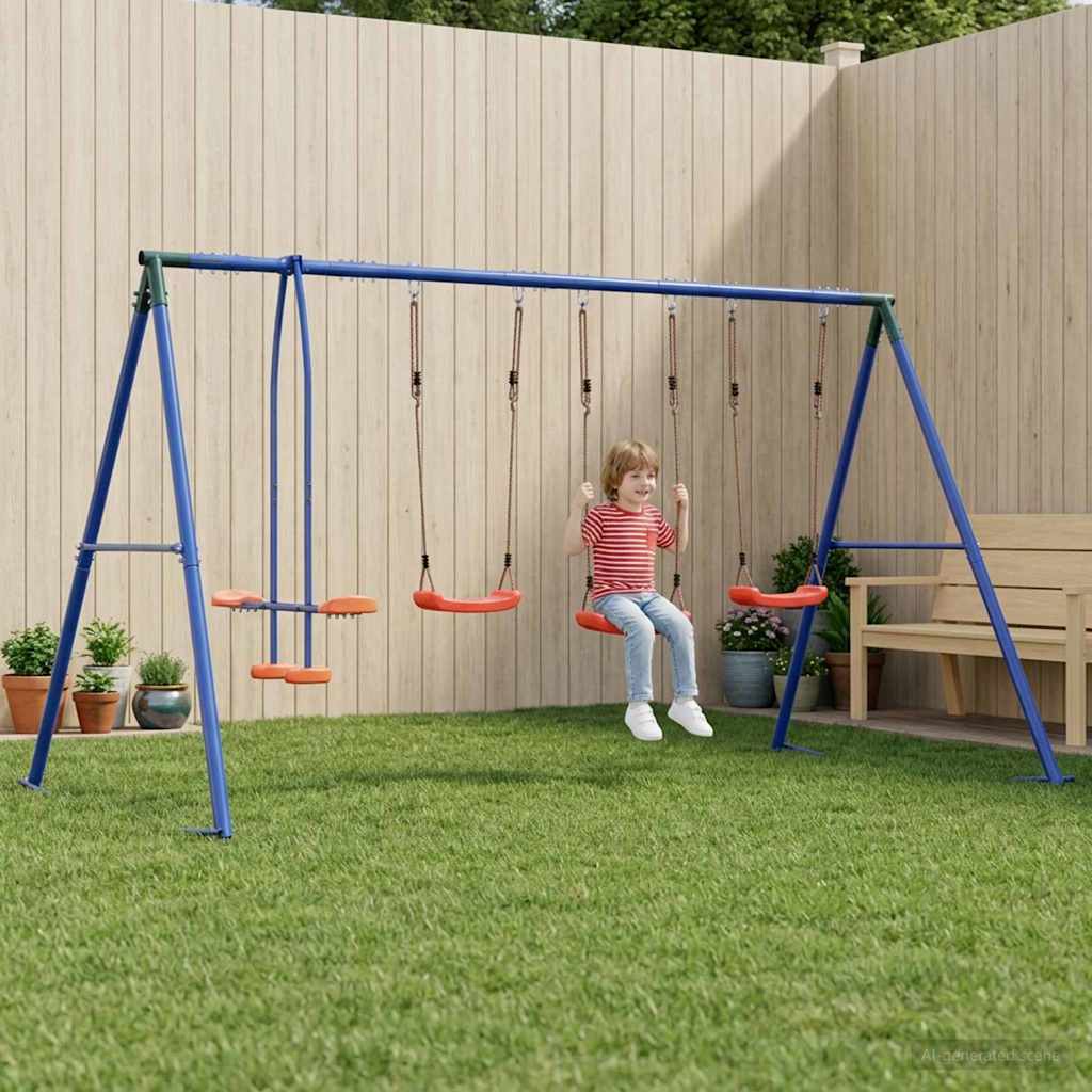 vidaXL Juego de Columpios Exterior Multicolor acero y PE