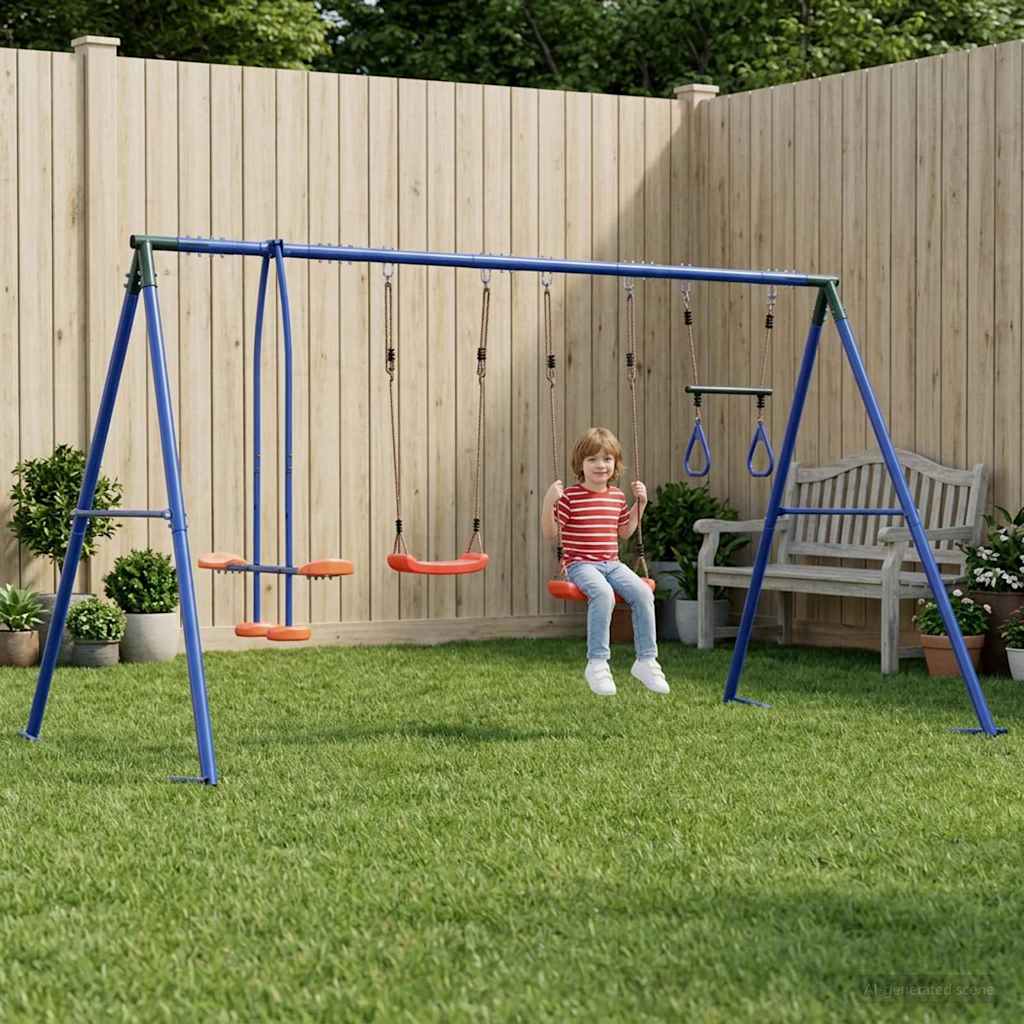 vidaXL Juego de Columpios Exterior Multicolor acero y PE