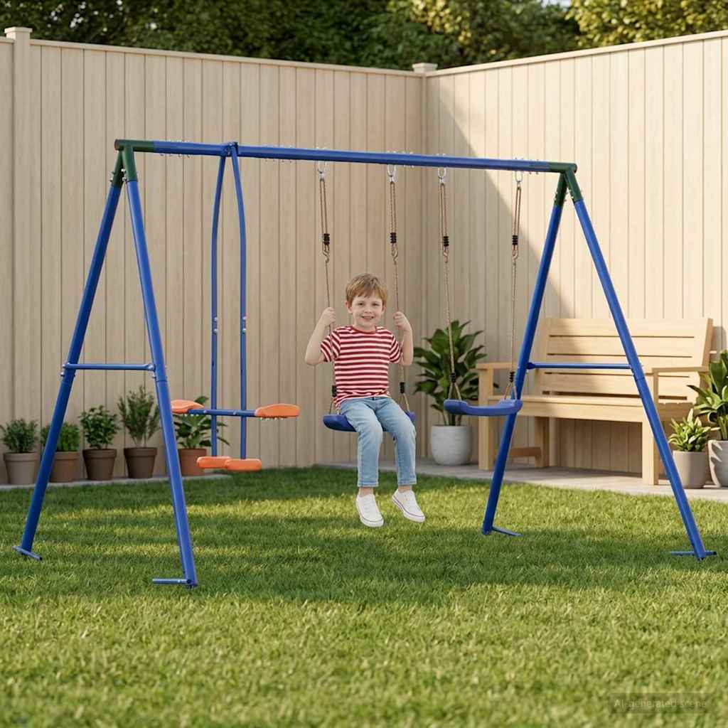 vidaXL Juego de Columpios Exterior Multicolor acero y PE
