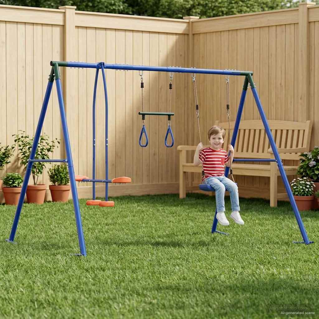 vidaXL Juego de Columpios Exterior Multicolor acero y PE