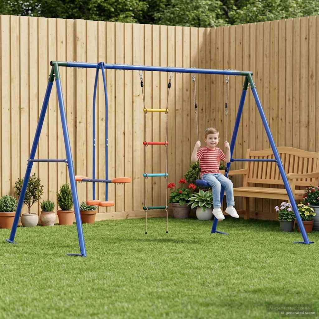 vidaXL Juego de Columpios Exterior Multicolor acero y PE