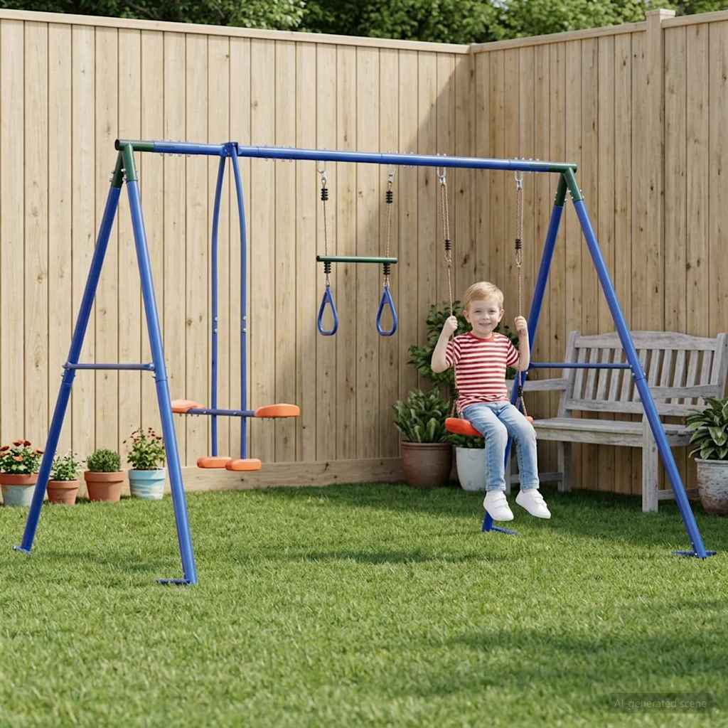 vidaXL Juego de Columpios Exterior Multicolor acero y PE
