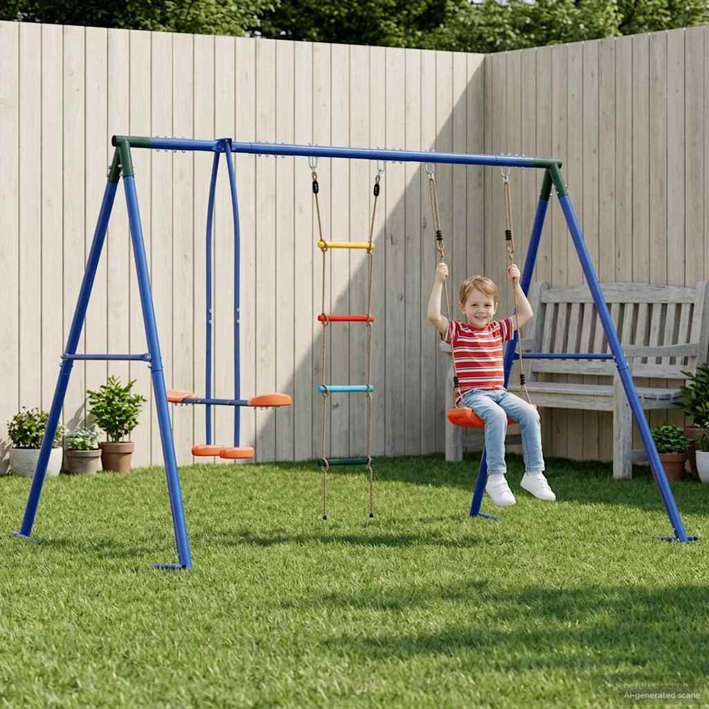 vidaXL Juego de Columpios Exterior Multicolor acero y PE