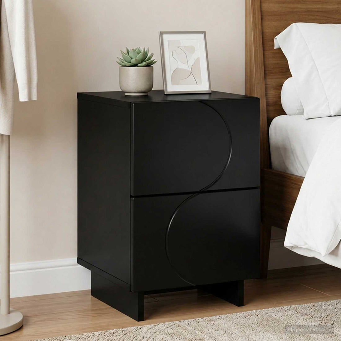 vidaXL Mesa de noche Negro 33,5 x 34,5 x 50 cm Madera de ingeniería