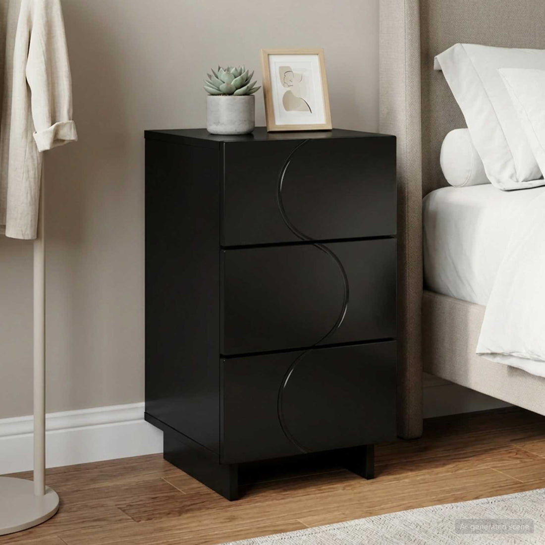 vidaXL Mesa de noche Negro 33,5 x 34,5 x 60 cm Madera de ingeniería
