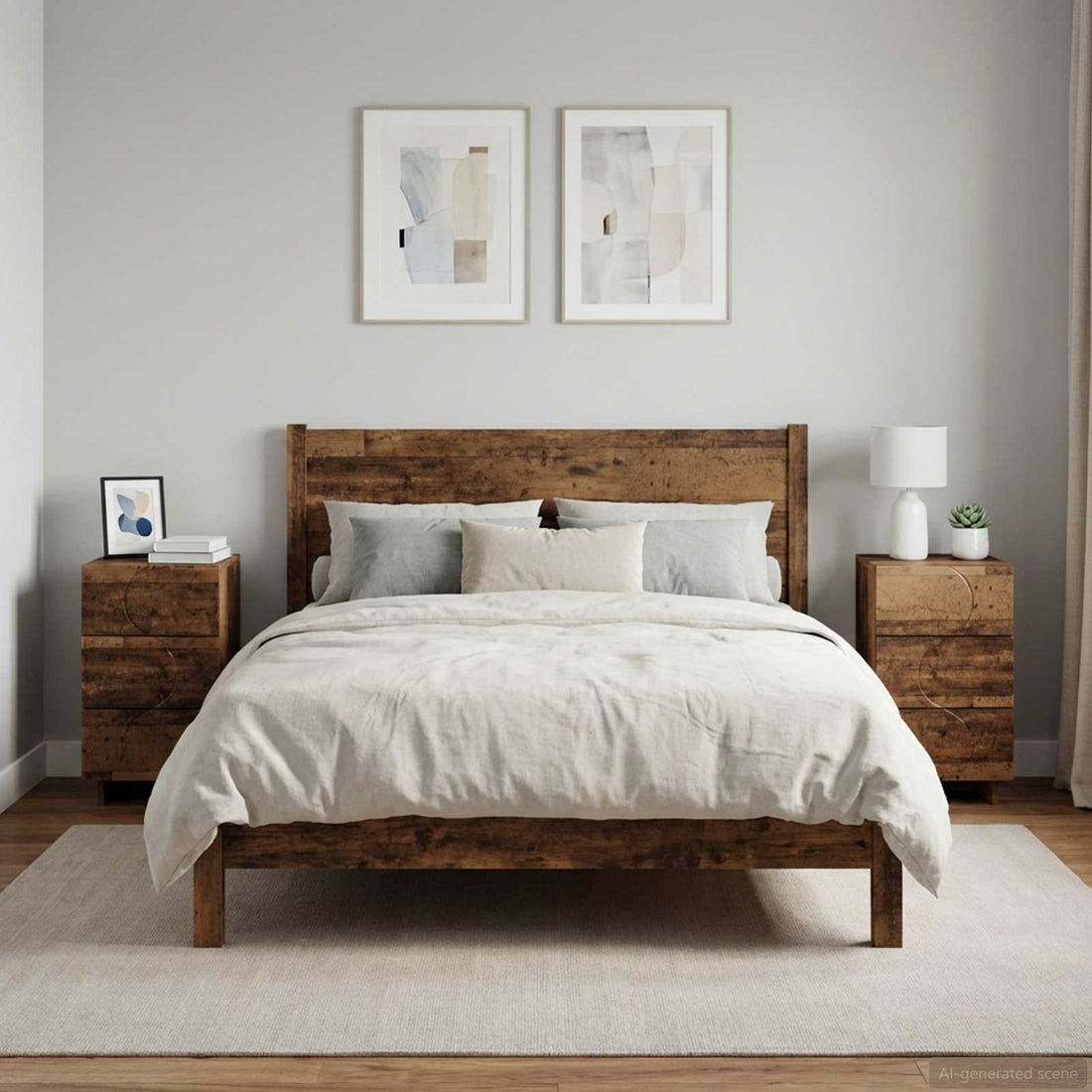 vidaXL Mesa de noche 2 uds. Madera envejecida 33,5 x 34,5 x 60 cm