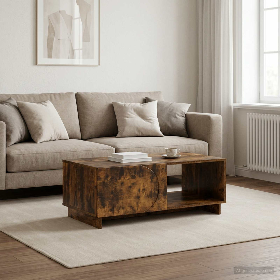vidaXL Mesa de centro Roble Ahumado 95 x 50,5 x 35 cm
