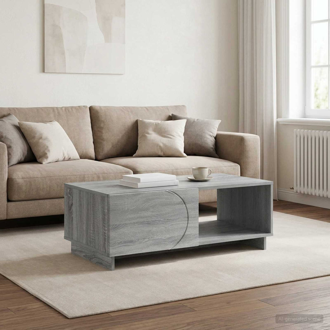 vidaXL Mesa de centro gris sonoma 95 x 50,5 x 35 cm