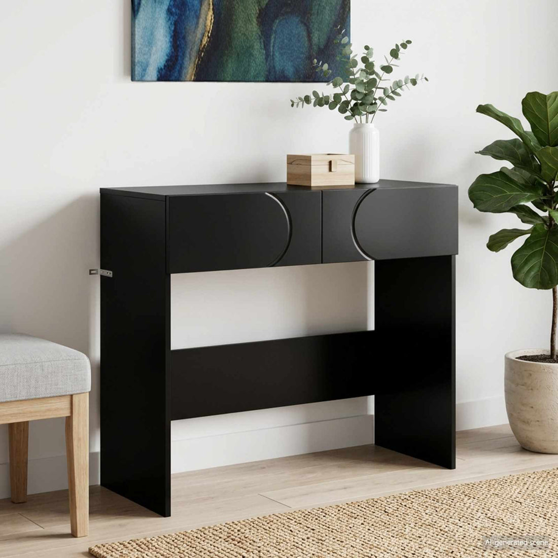 vidaXL Mesa de consola Negro 96,5 x 38 x 75 cm Madera tecnológica