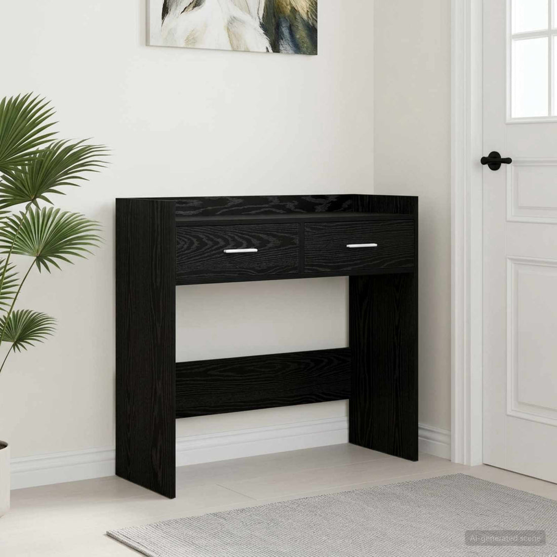 vidaXL Mesa Consola Roble Negro 90 x 35 x 80 cm Madera de ingeniería
