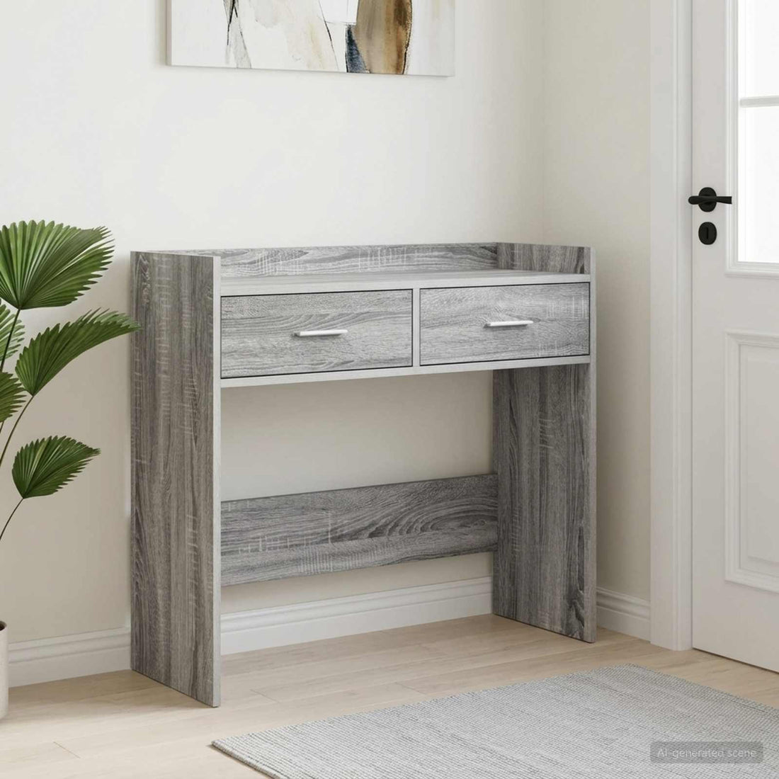 vidaXL Mesa Consola Sonoma gris 90 x 35 x 80 cm Madera de ingeniería