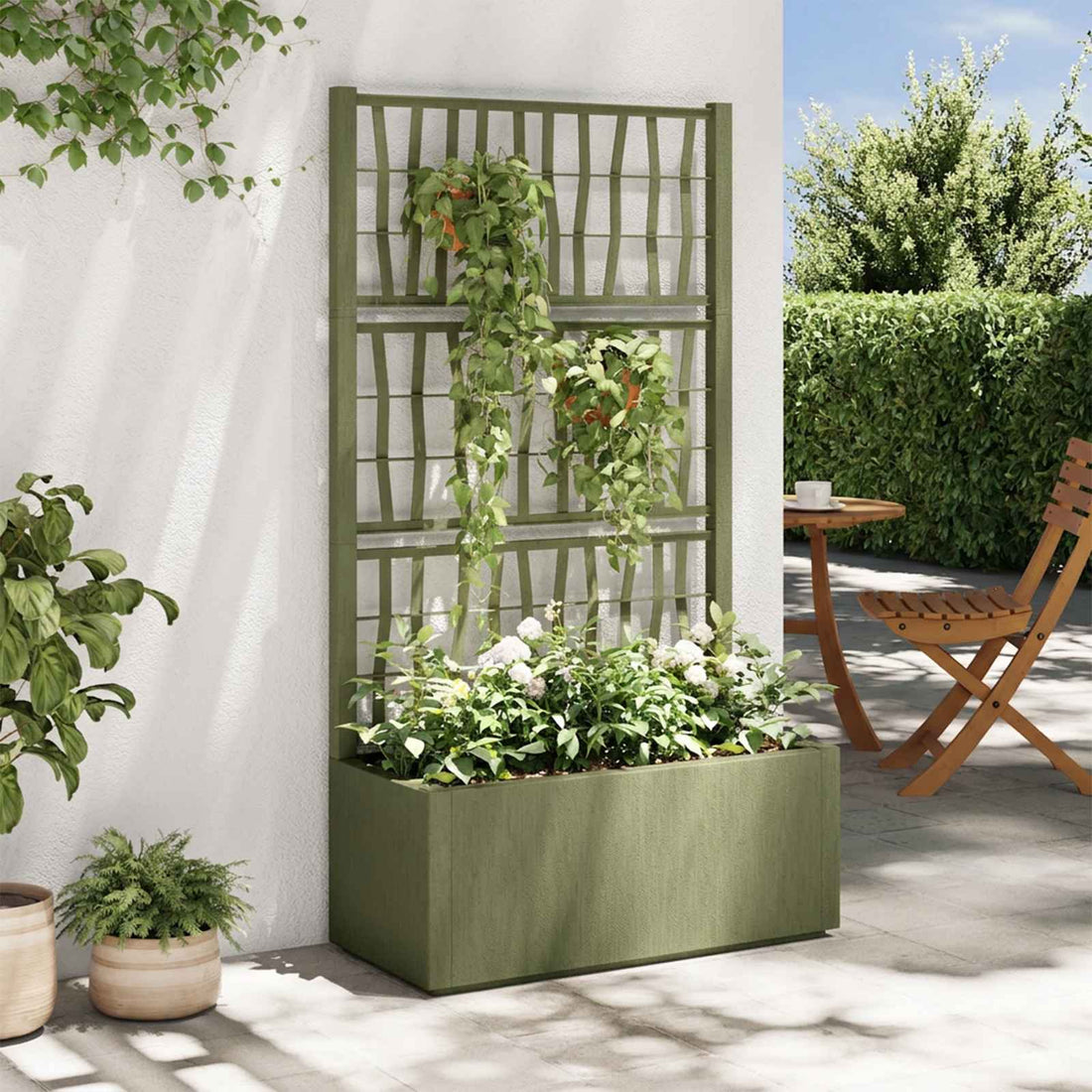 vidaXL Maceta de jardín con enrejado Verde 80 x 36 x 140 cm PP