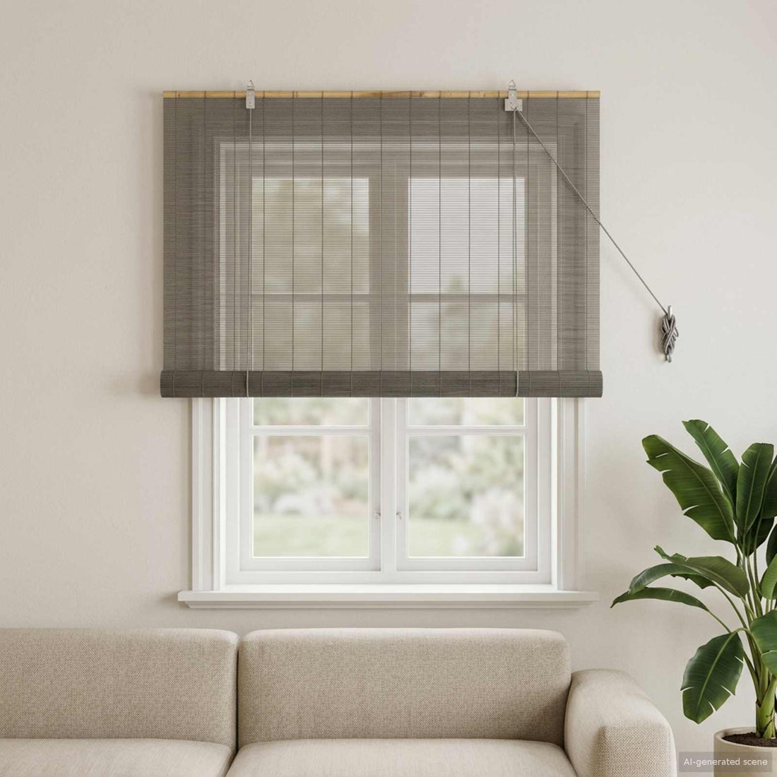 vidaXL Estor enrollable Gris 120 x 160 cm Bambú