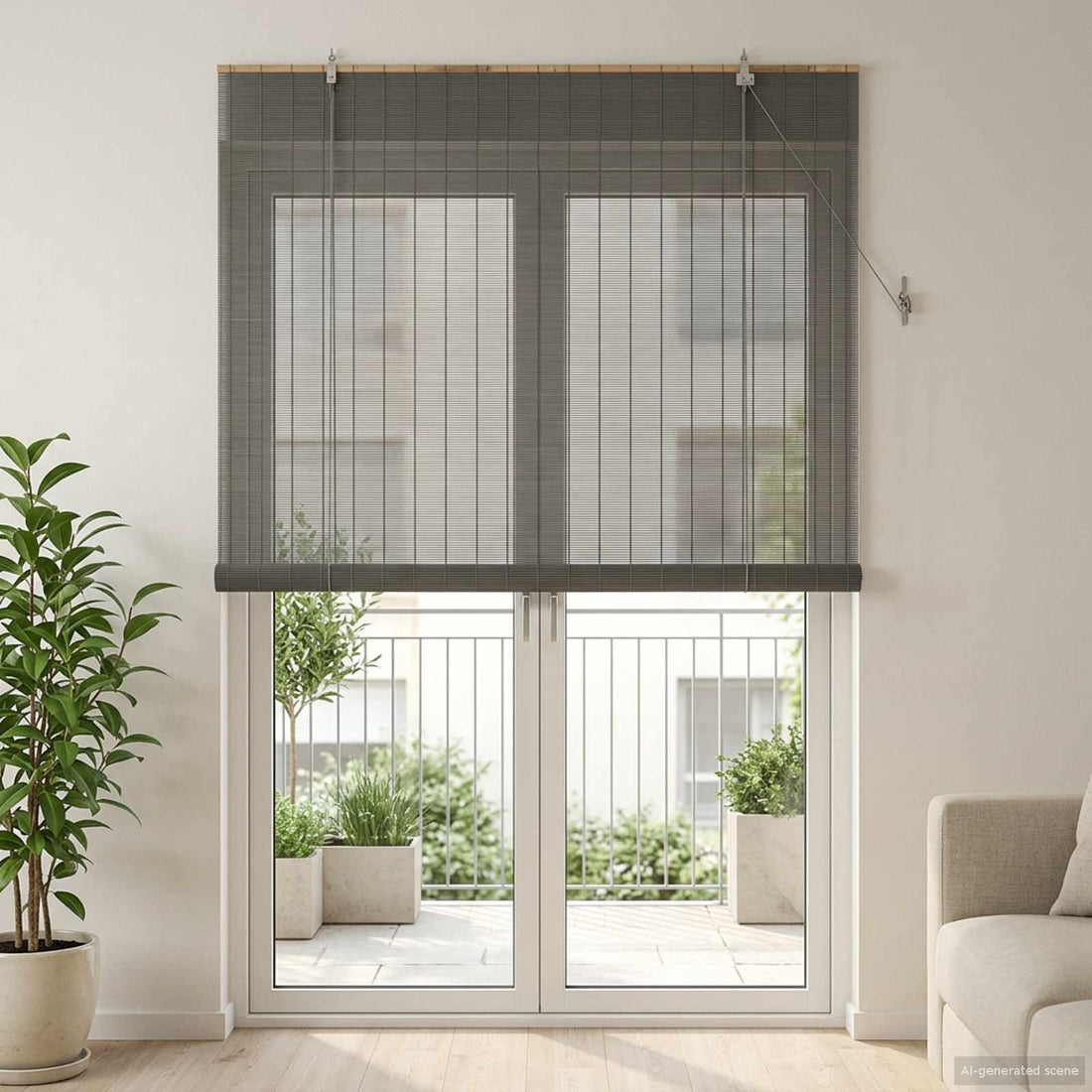 vidaXL Estor enrollable Gris 130 x 220 cm Bambú