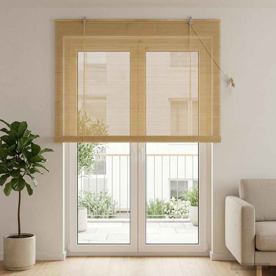 vidaXL Estor enrollable Natural 150 x 220 cm Bambú