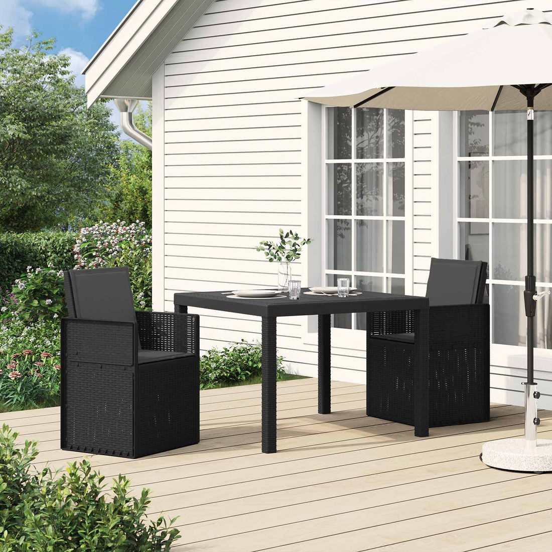 vidaXL Conjunto de Comedor de Jardín 3 uds. Gris antracita PP